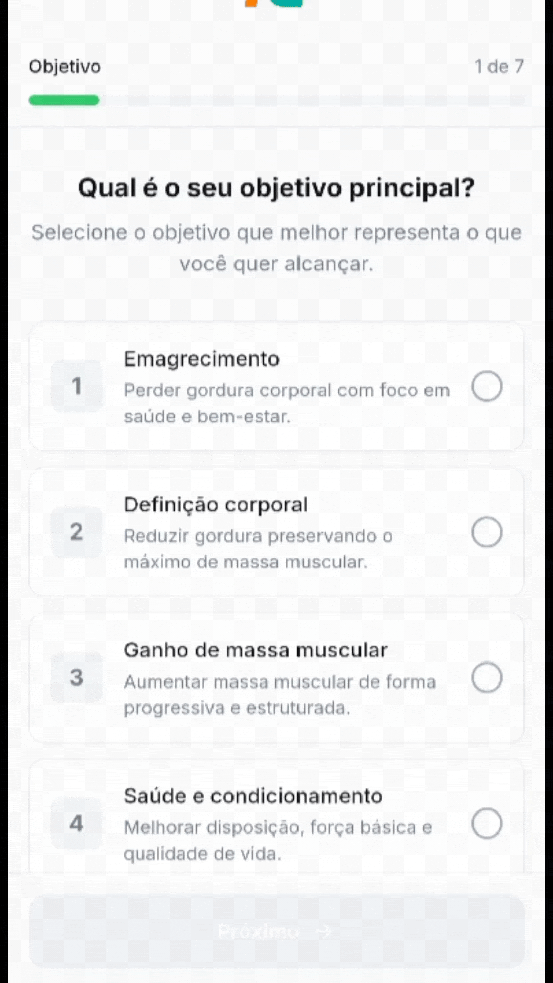 Onboarding MeuTrainer — perguntas profundas