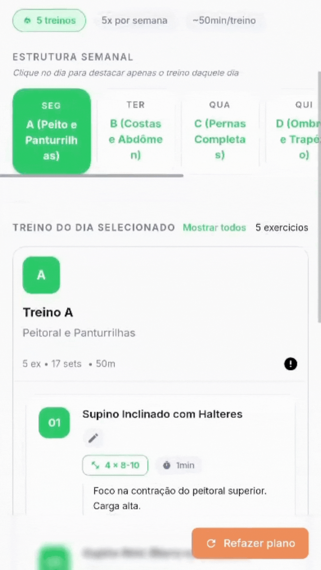 MeuTrainer gerando seu plano