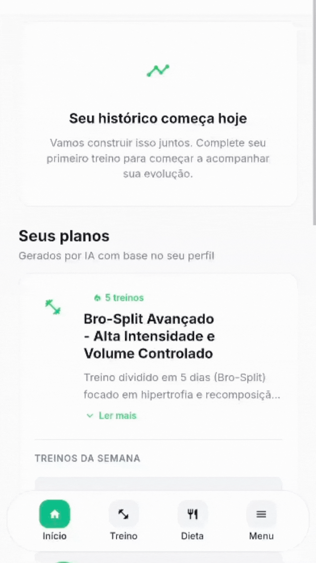 MeuTrainer — progressão contínua